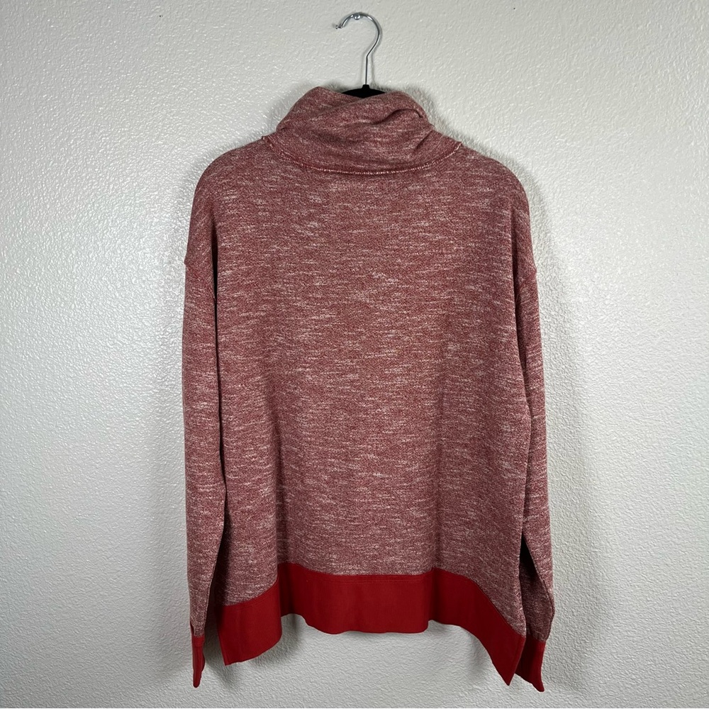 Peace Love World Birdseye Two-Tone Heather Rose Red Cowl Neck Pullover Small - Picture 10 of 12